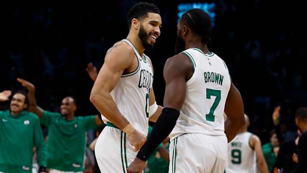 Jayson Tatum and Jaylen Brown of the Boston Celtics